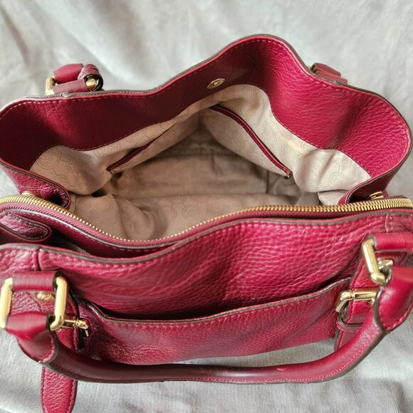Michael Kors Pebble Leather Satchel Cherry Red - Picture 6 of 10